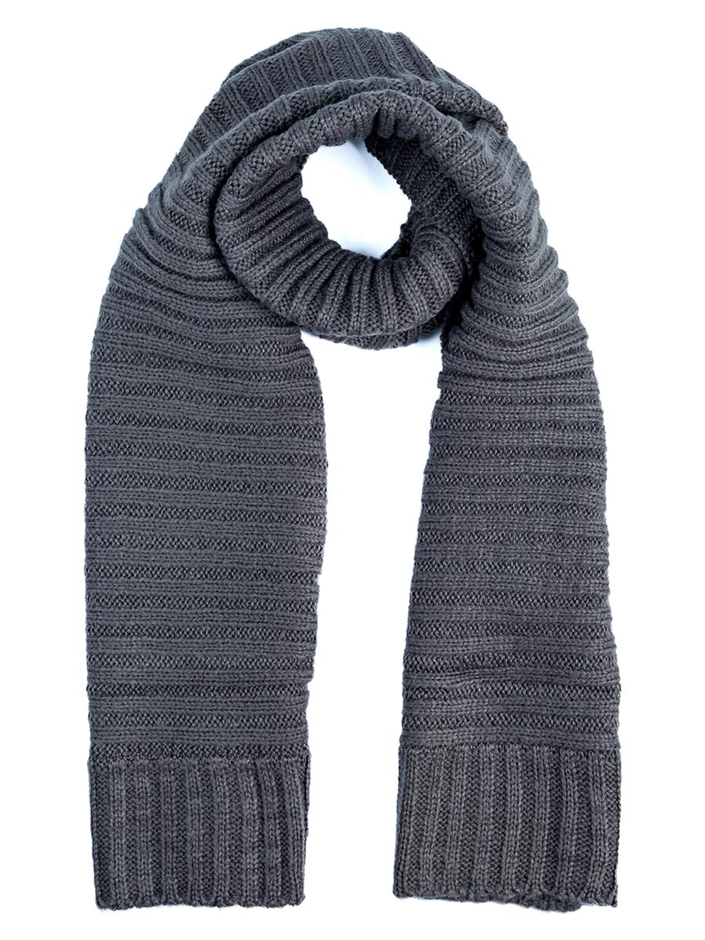 Passigatti Wrap 'Wolliger Strickschal gerippt' in Grey: front