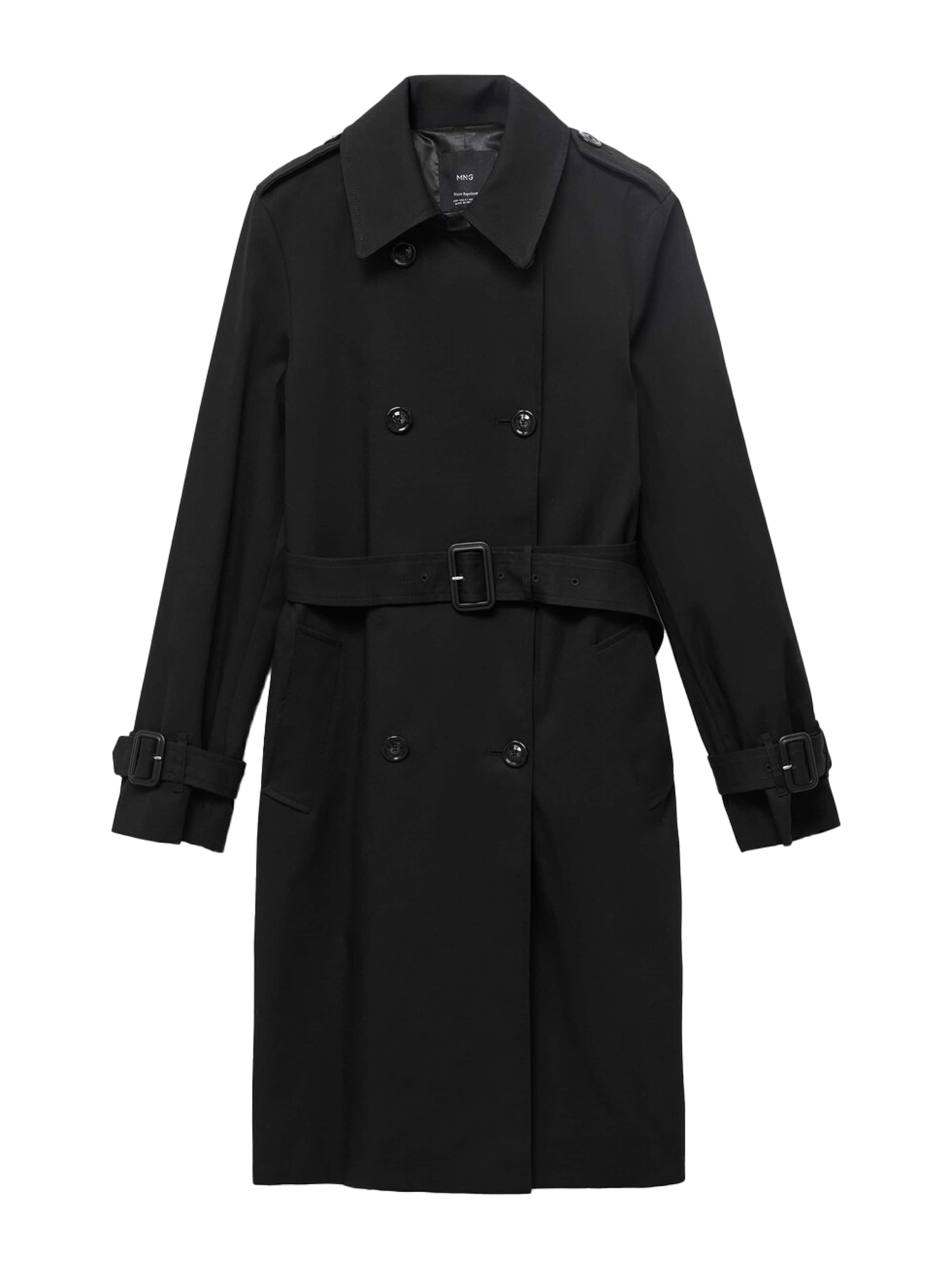 MANGO Prehoden plašč 'POLANA' | črna barva: sprednja stran