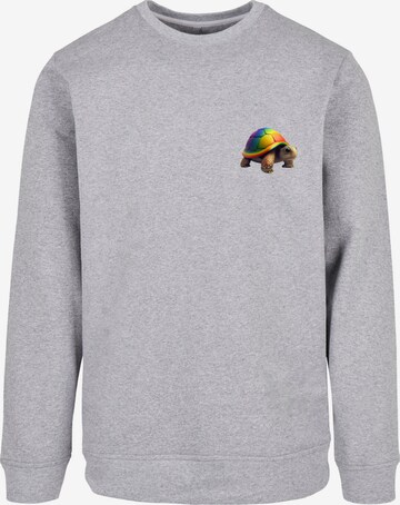 F4NT4STIC Sweatshirt 'Rainbow Turtle' in Grijs: voorkant