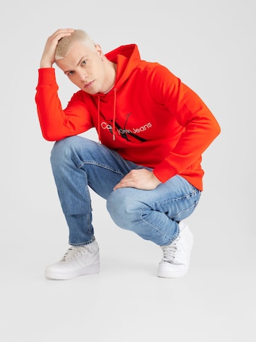 sarkans Calvin Klein Jeans Sportisks džemperis 'Essentials'