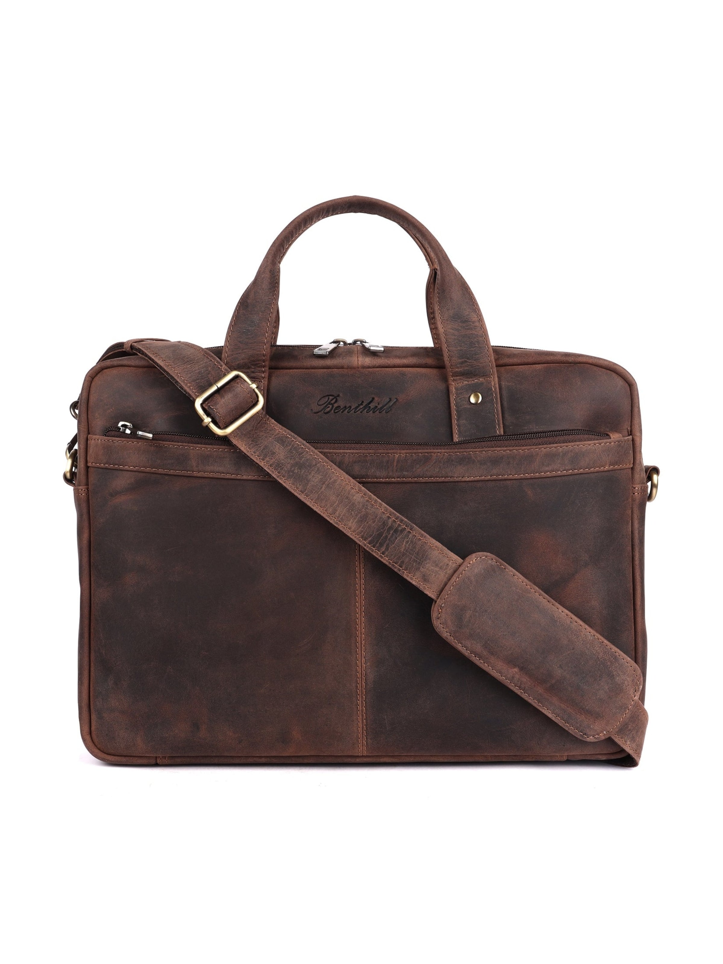 Benthill Laptop Bag in Brown: front