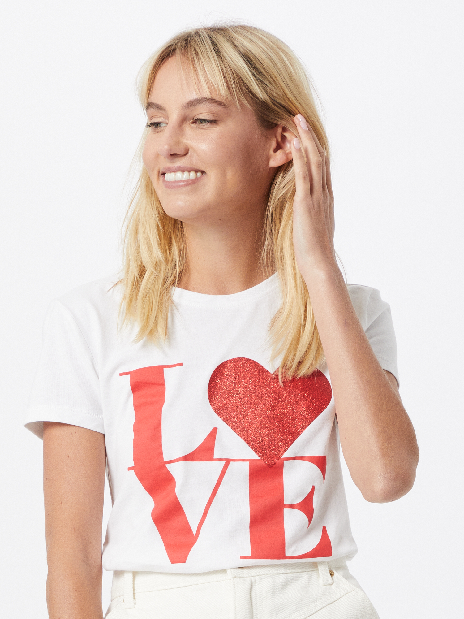 Kobiety Odzież ONLY Koszulka LOVE LIFE w kolorze Białym 