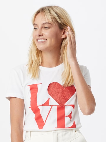 ONLY - Camiseta 'LOVE LIFE' en blanco: frente