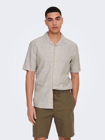 Only & Sons Slim fit Button Up Shirt 'Caiden' in Grey: front