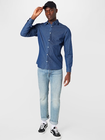 mėlyna JACK & JONES Standartinis modelis Marškiniai 'Kansas'