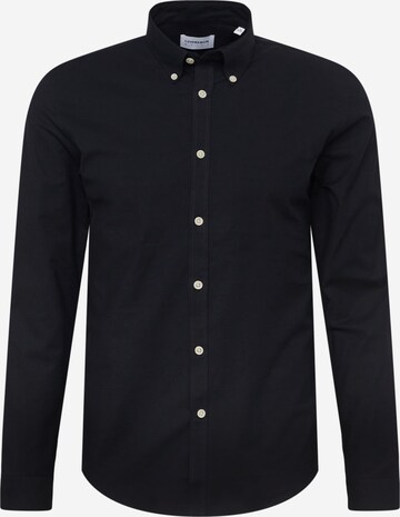 Slim fit Camicia di Lindbergh in nero: frontale