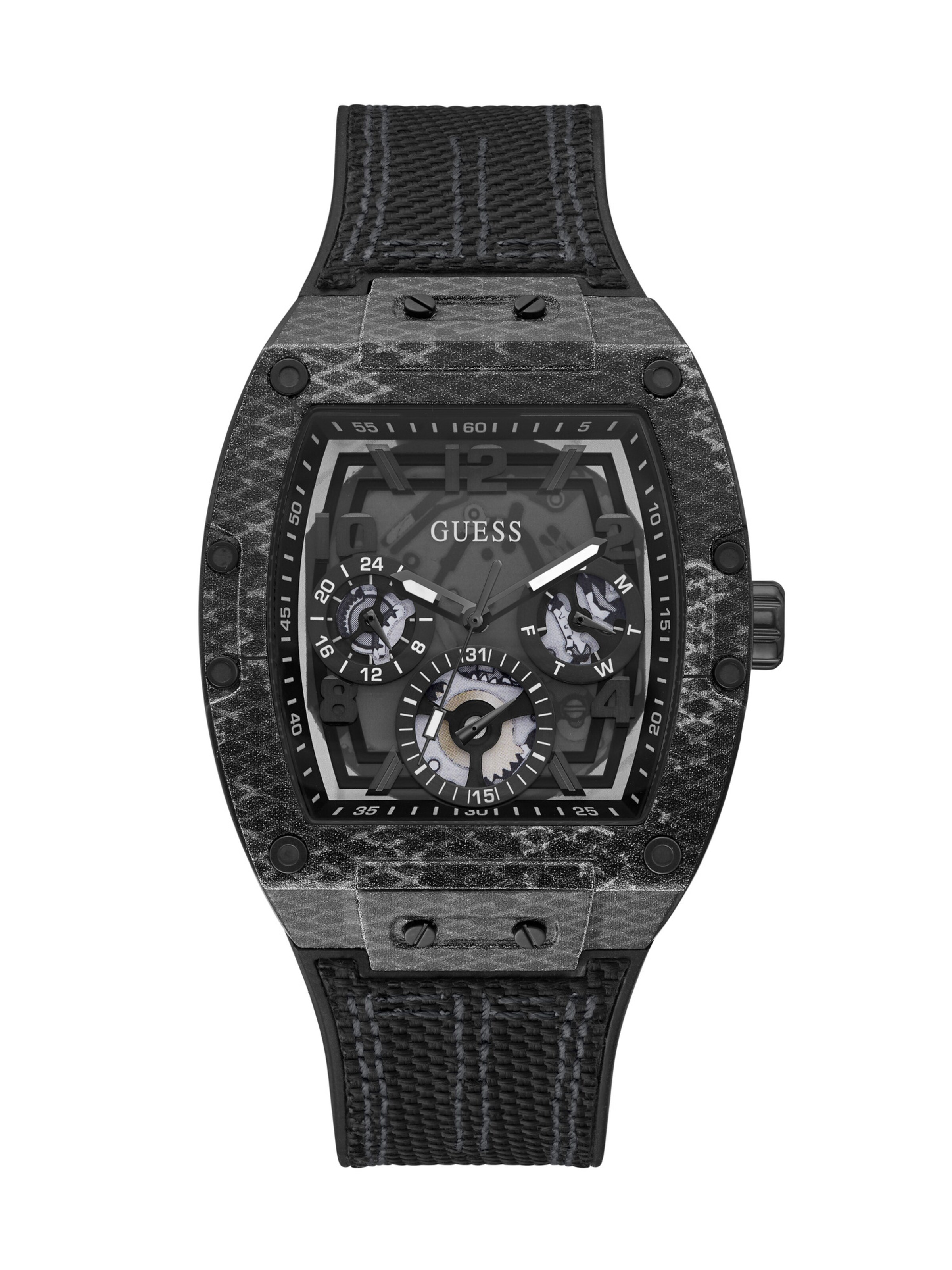 GUESS Uhr 'PHOENIX' in Schwarz: Vorderseite