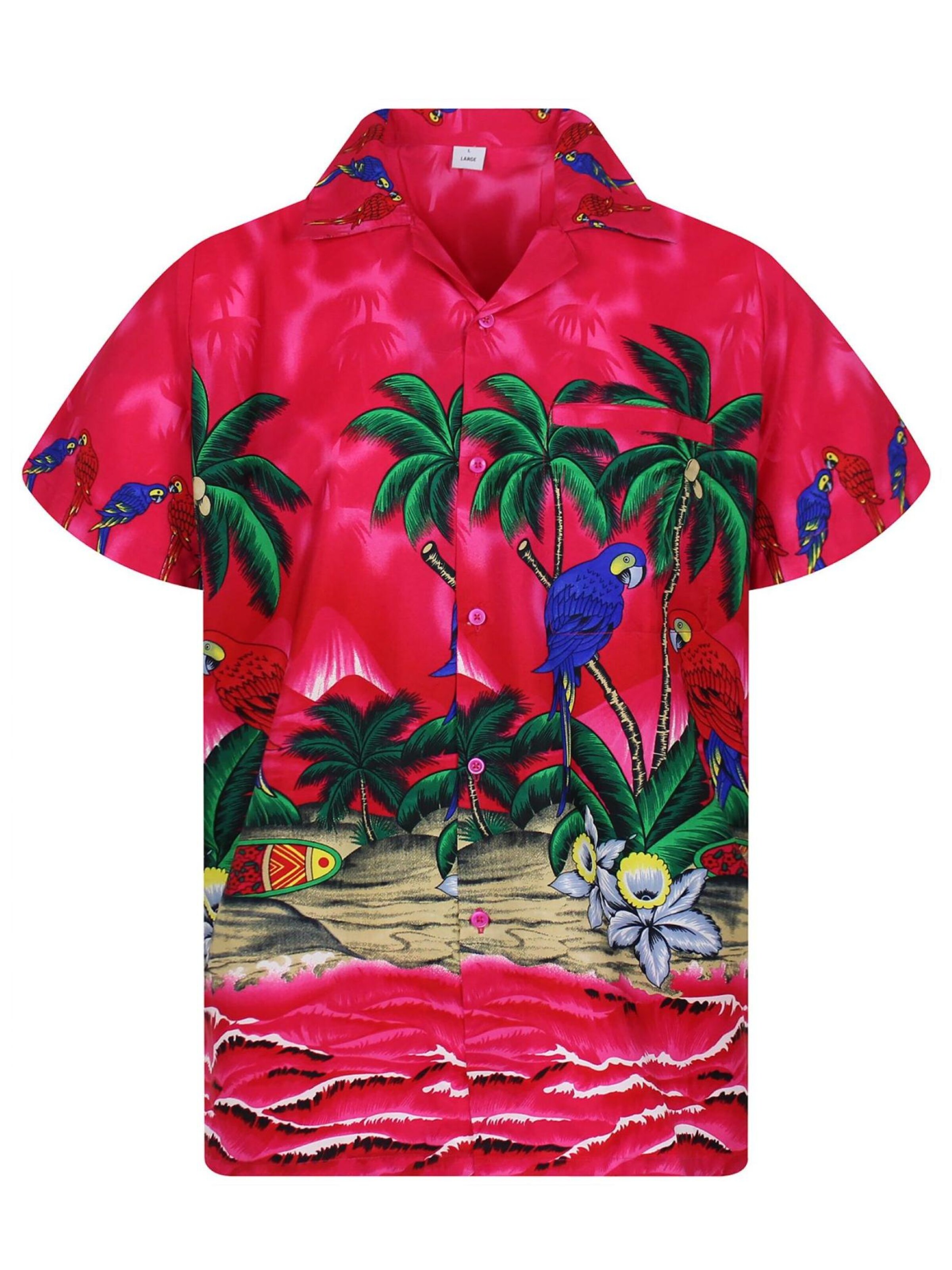 King Kameha Shirt 'Parrot'‌‌‌‌‌‌ in Pink: Vorderseite
