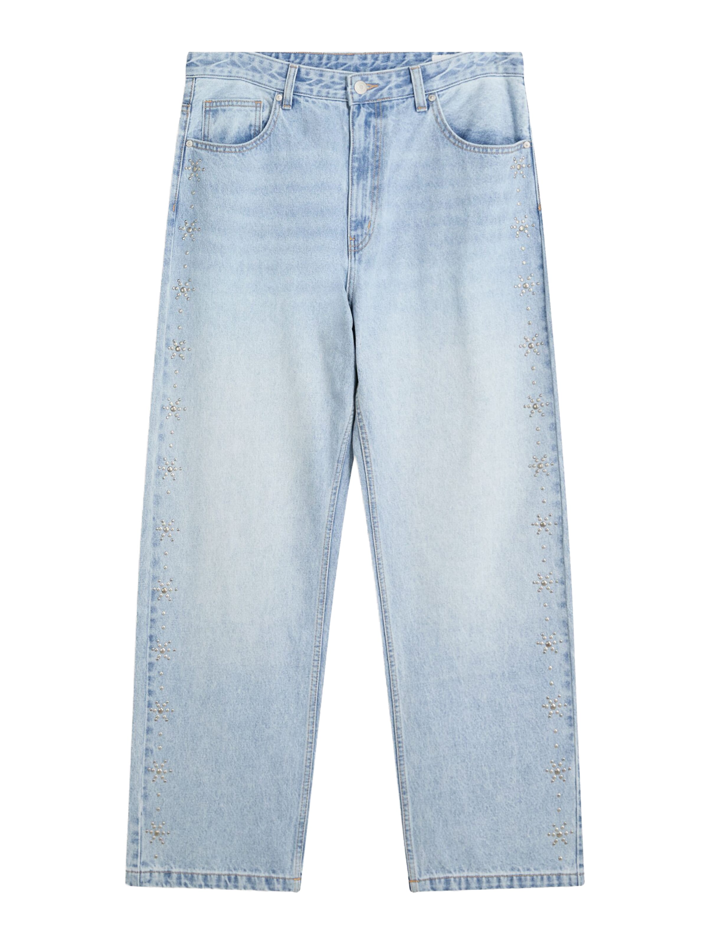 Baggy Jeans de la Bershka pe albastru: față