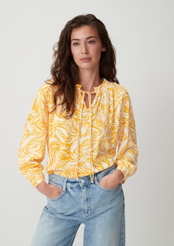 comma casual identity Blouse in Geel: voorkant