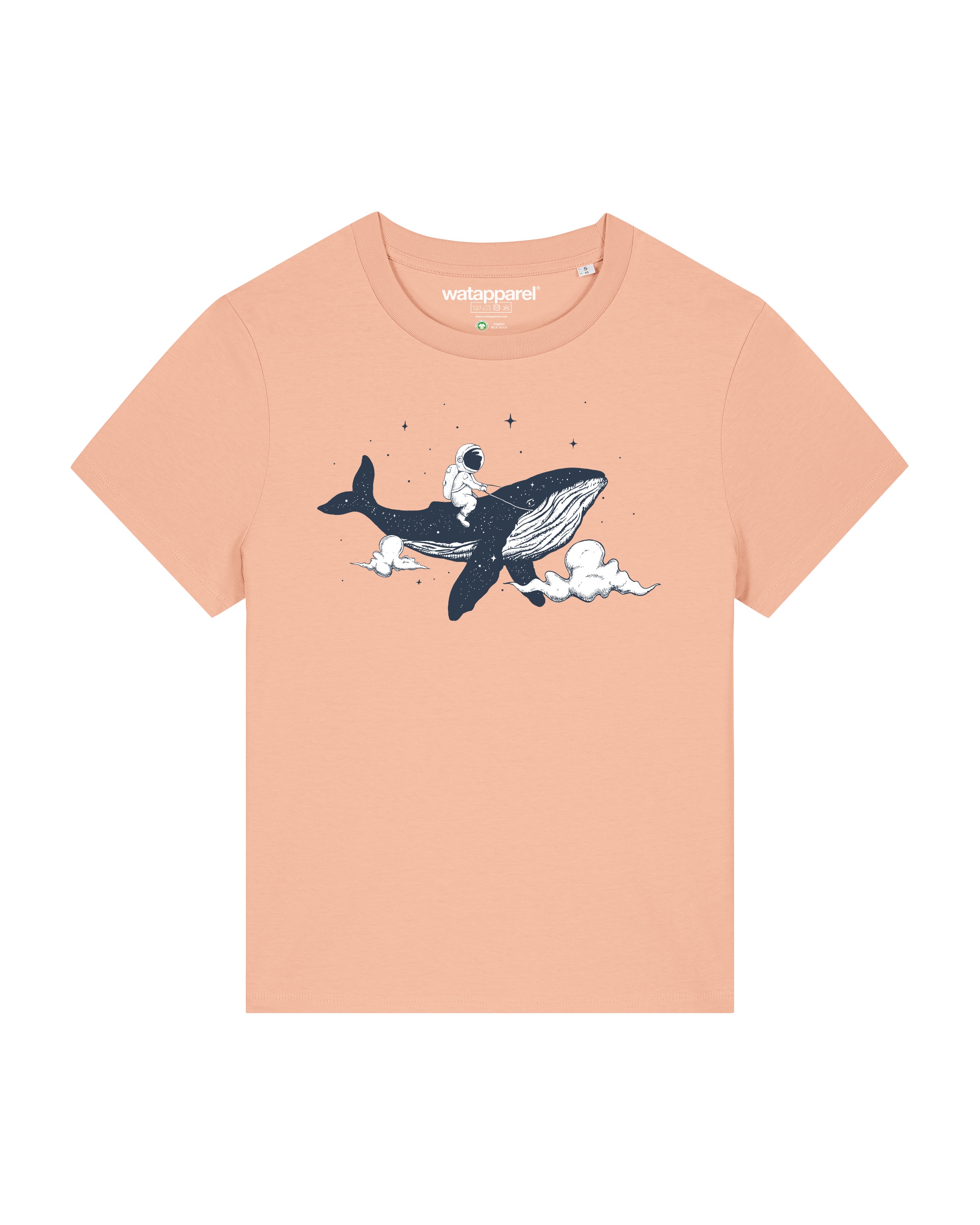 T-shirt ' Spacewhale ' Watapparel en orange : devant