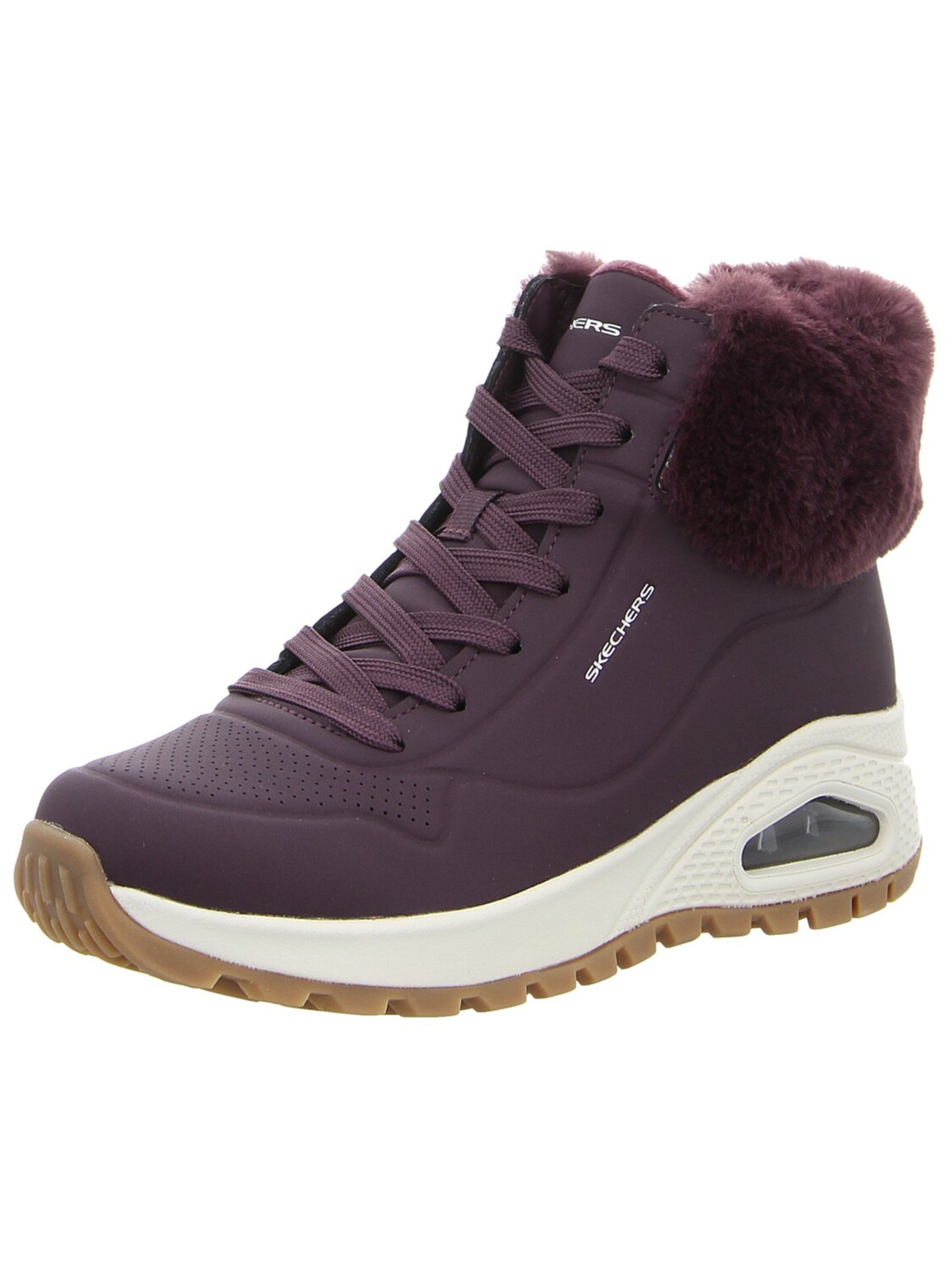 SKECHERS Schnürstiefel 'Damen Stiefelette 167274 WINE Kunststoff/Synthetik in bordeaux' in Rot: Vorderseite