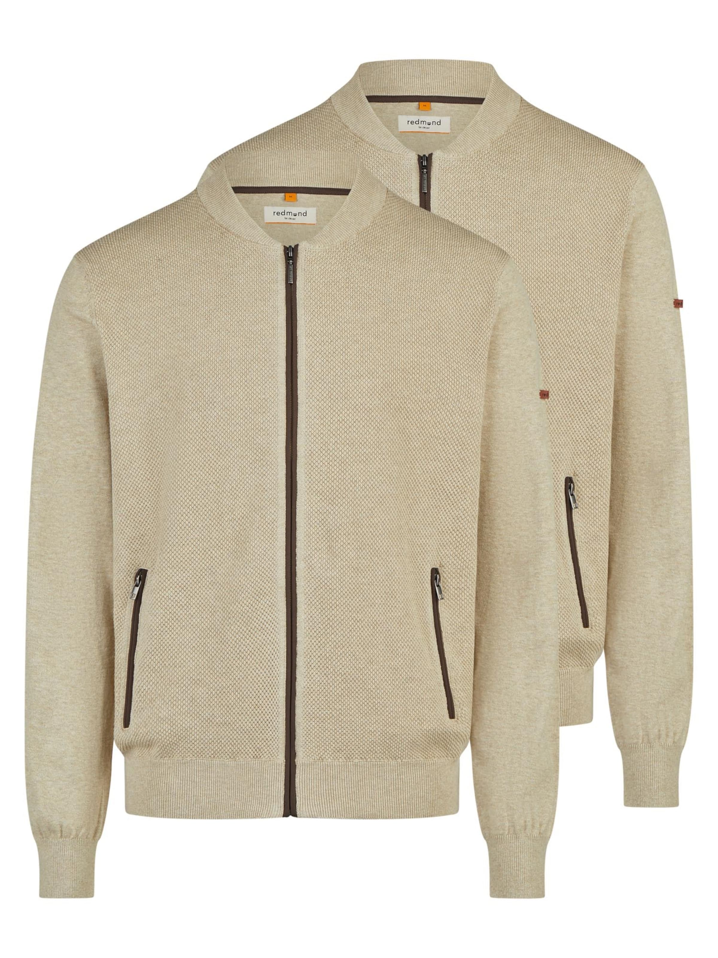 redmond Strickjacke 'Basic'‌‌‌‌‌ in Beige: Vorderseite