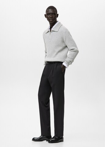 MANGO MAN Regular Pleated Pants 'Milo' in Black