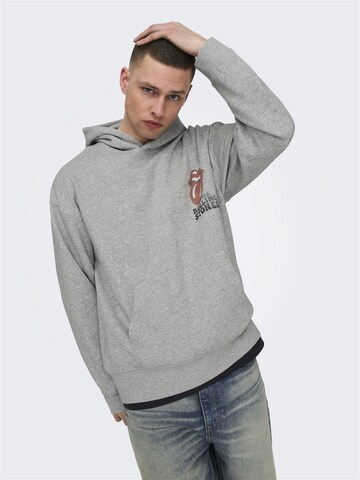 Only & Sons - Sweatshirt 'ROLLING STONES' em cinzento