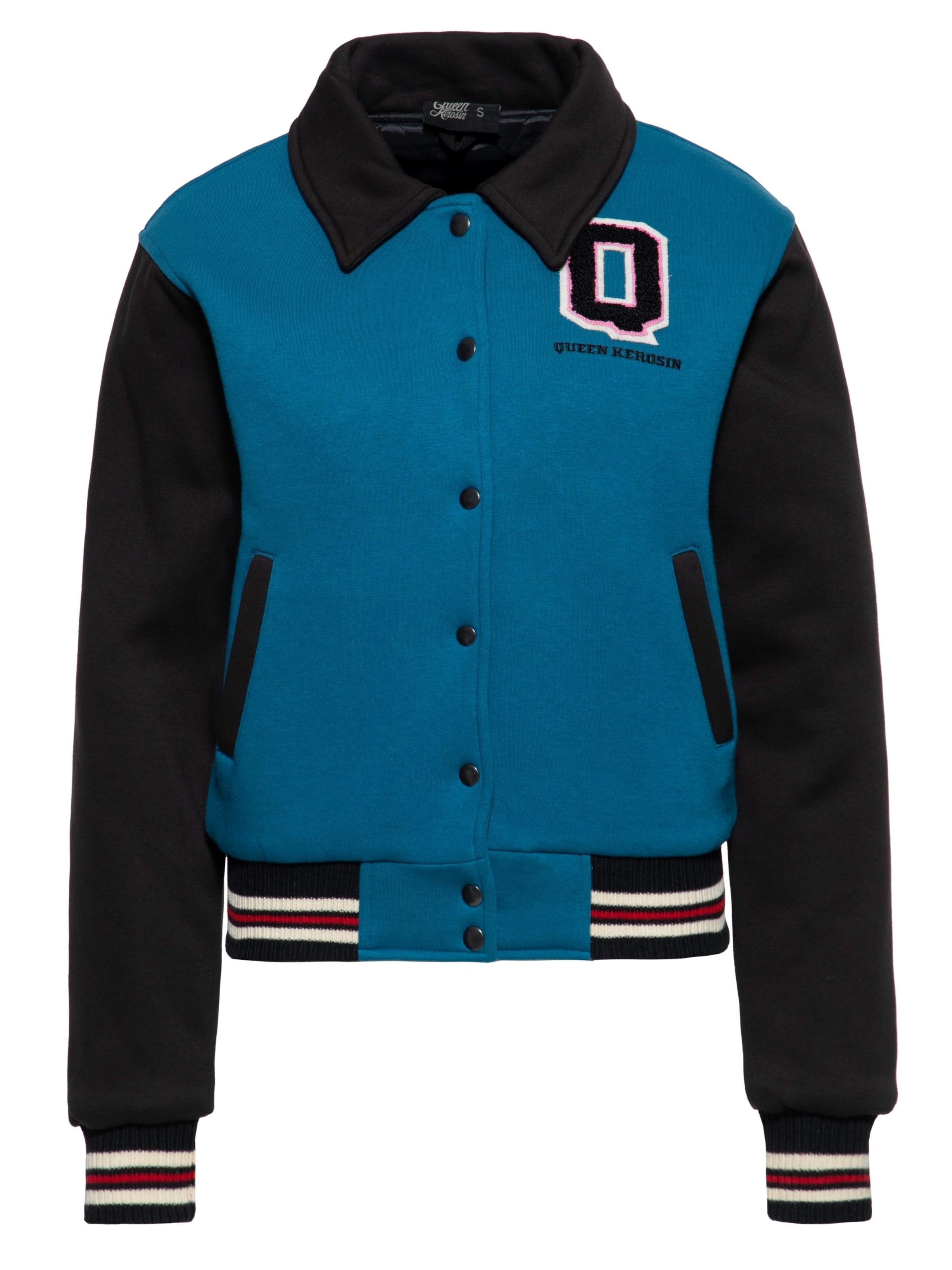 Queen Kerosin Between-Season Jacket 'Rockabilly Kitten' in Green: front