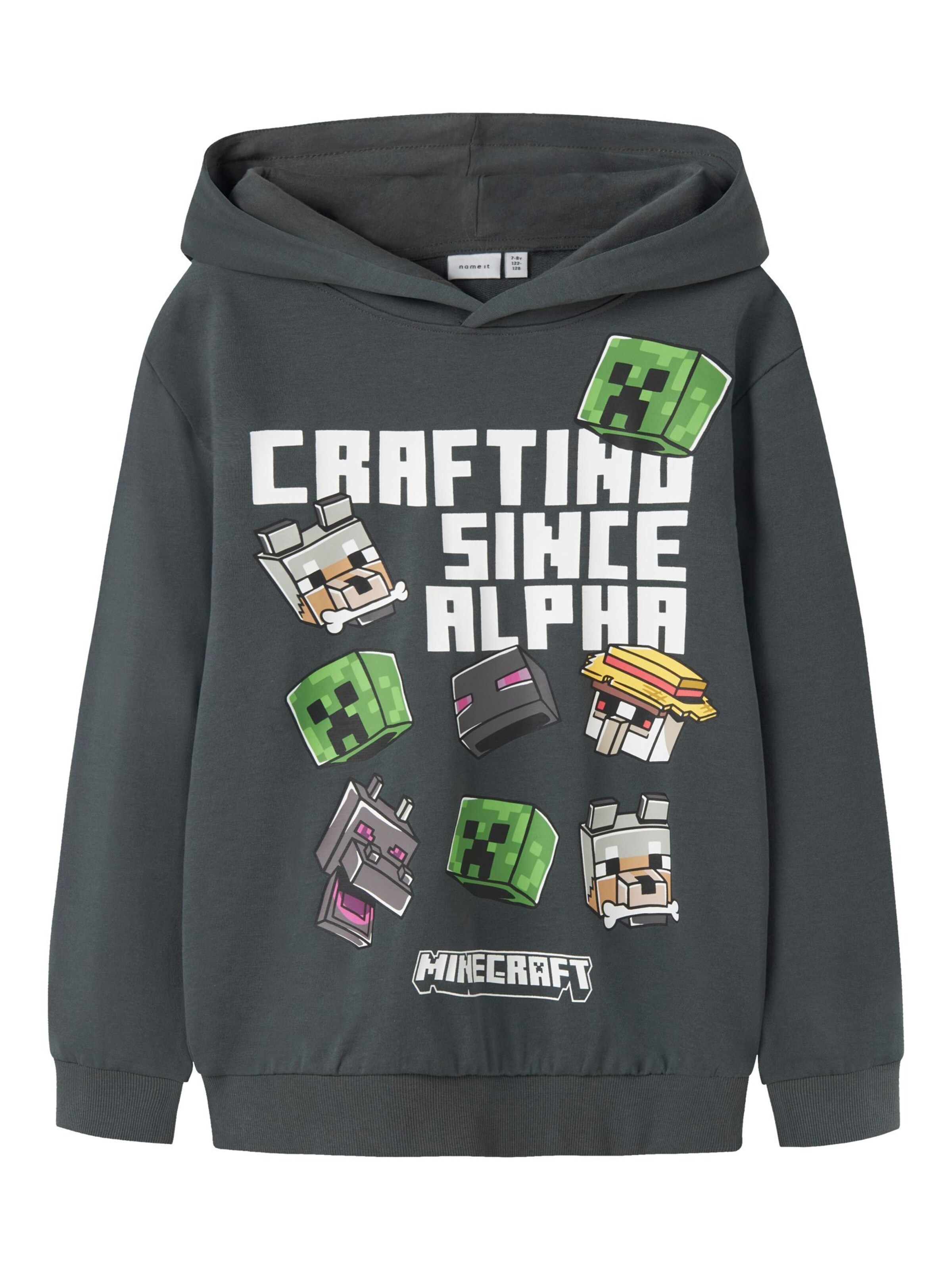 NAME IT Sweatshirt 'Minecraft' in Grijs: voorkant