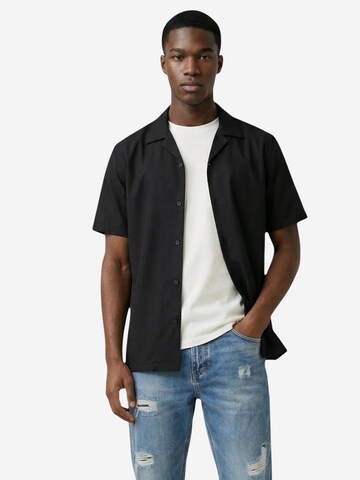 Regular fit Camicia di Gianni Lupo in nero: frontale