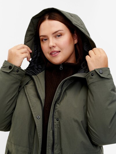 Zizzi Manteau mi-saison 'ANNA' en vert foncé, Vue avec produit