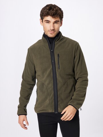 BLEND Fleece jas in Groen: voorkant