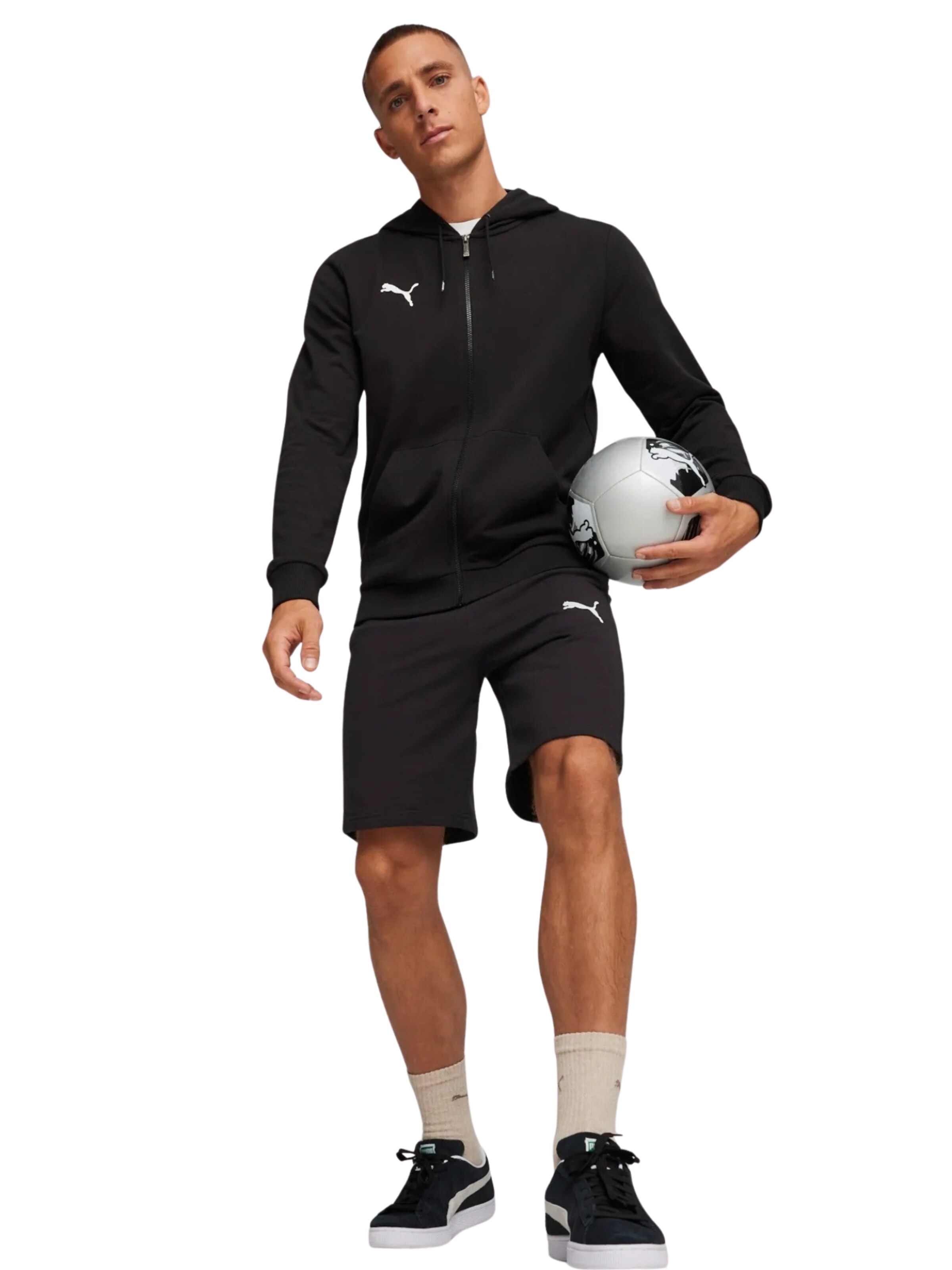 PUMA Zip-Up Hoodie 'Teamgoal' in Black: front