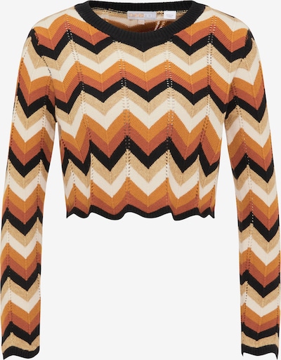 myMo NOW Pullover in camel / orange / koralle / schwarz / weiß, Produktansicht