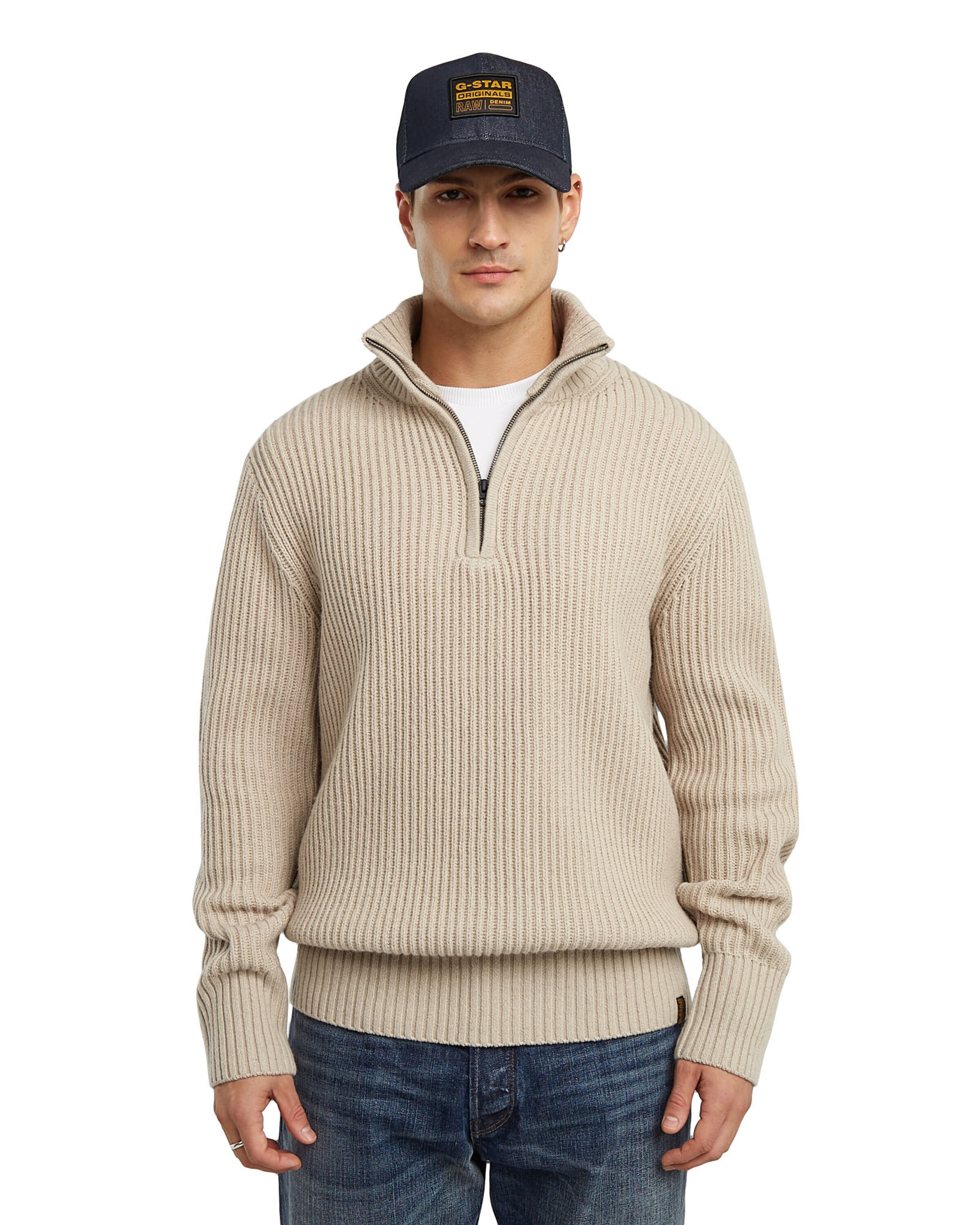 G-STAR Pullover 'Essential' in Beige: Vorderseite
