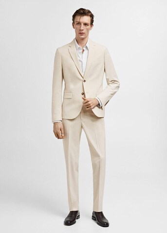 MANGO MAN Slim fit Pleated Pants 'Paris' in Beige