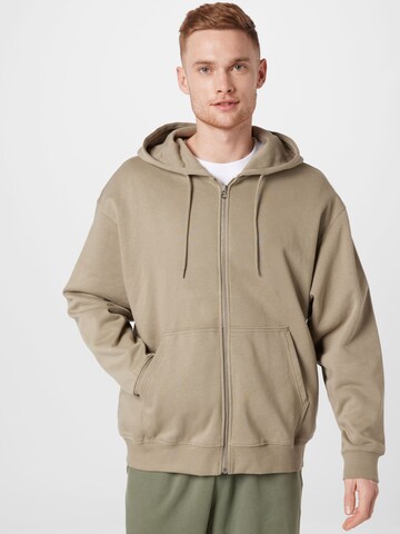 WEEKDAY Zip-Up Hoodie in Beige: front