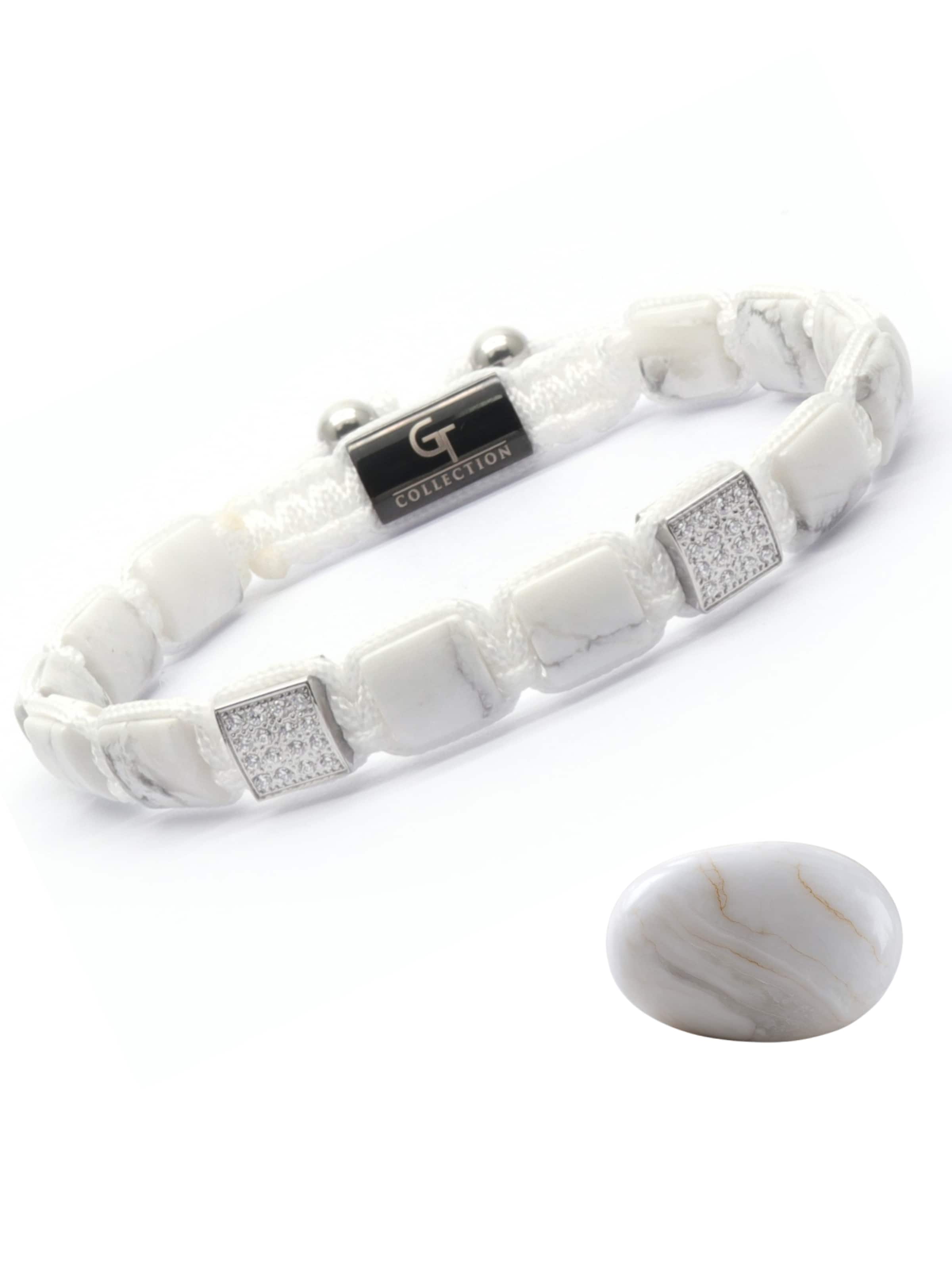 GT Collection - Pulsera 'Flat-Bead' en blanco: frente