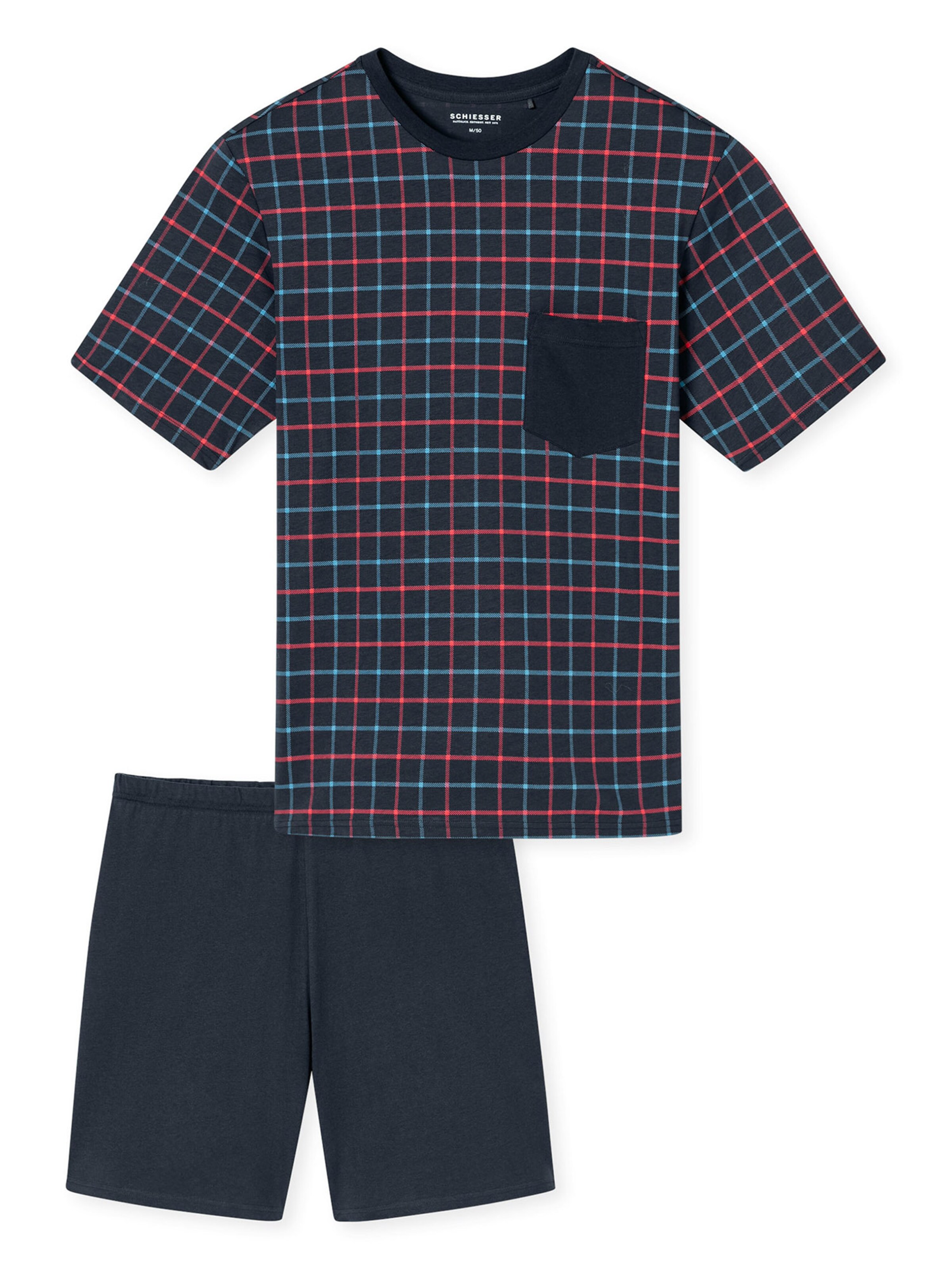 SCHIESSER Short Pajamas ' Comfort Essentials ' in Blue: front