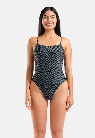 ARENA - Soutien Bustier Fato de banho 'WATER PRINTS' em cinzento: frente