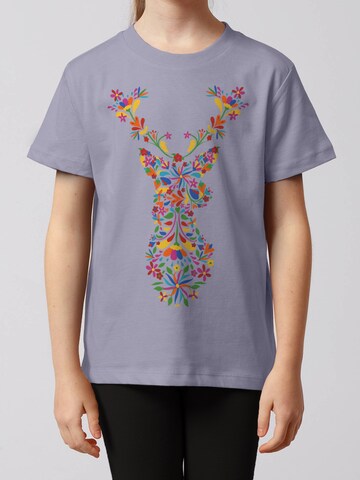 watabout.kids Shirt 'Floral Deer' in Lila