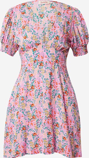 Louche Kleid 'MERLE' in hellgelb / jade / rosa / orangerot, Produktansicht