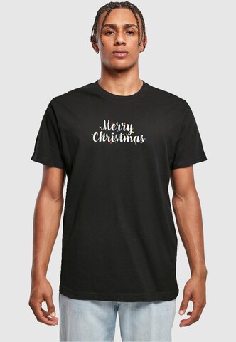 Merchcode Shirt 'Merry Christmas Lights' in Zwart: voorkant