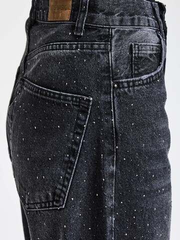 IT'S BASIC Loosefit Jeans 'RHINESTONE LOOSE MID RISE JEANS' in Zwart