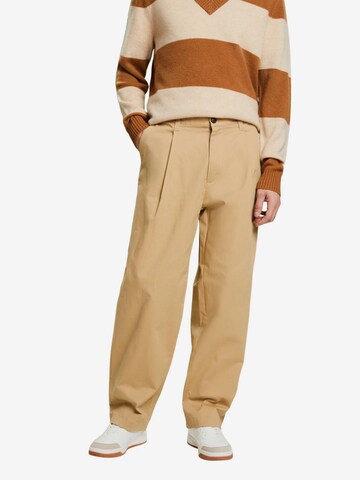 ESPRIT Wide leg Pleated Pants in Beige