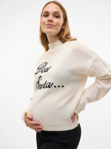 MAMALICIOUS Sweater 'MLDearsanta' in White