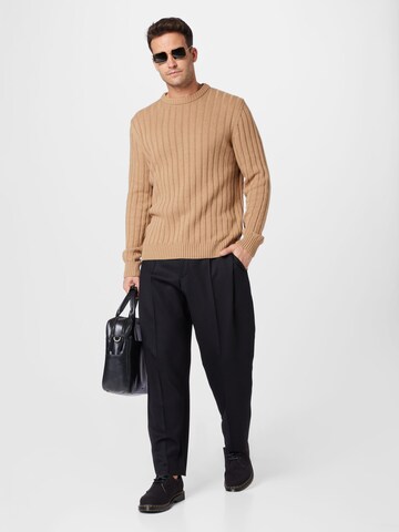 HUGO Red Loose fit Trousers with creases 'Faru224' in Black