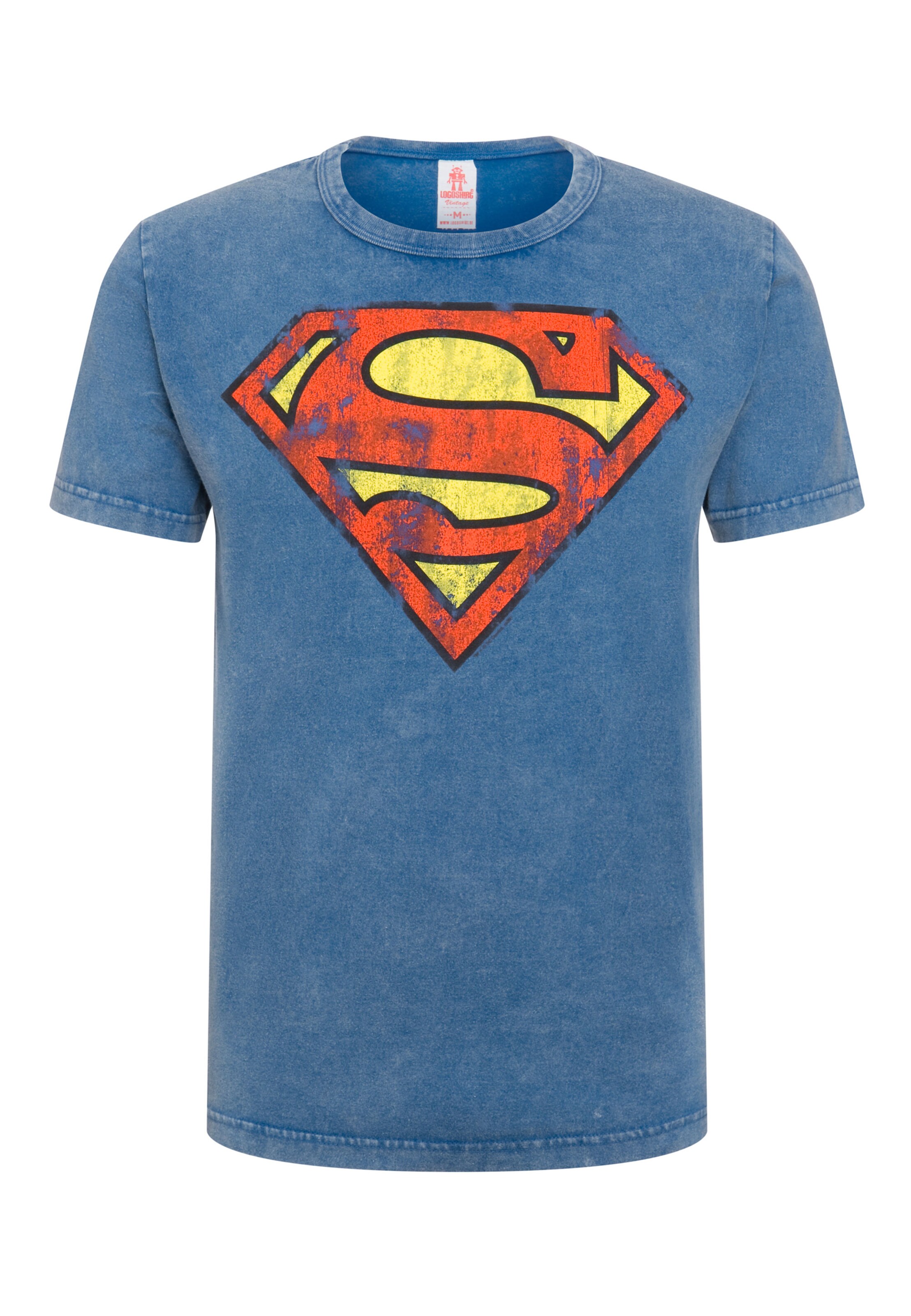 LOGOSHIRT Shirt 'DC Comics – Superman' in Blue: front