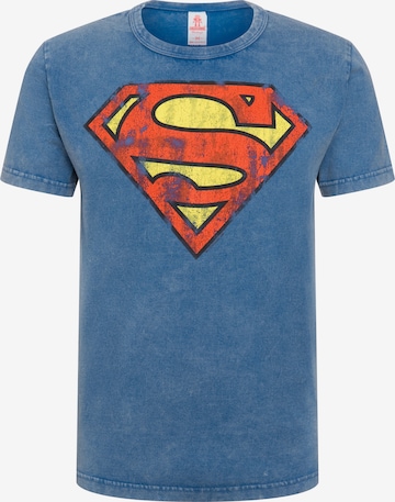 LOGOSHIRT Shirt 'DC Comics – Superman' in Blue: front