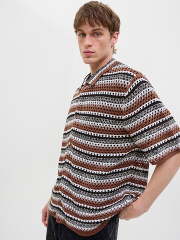 JACK & JONES Gebreid vest 'JORCorfu' in Bruin