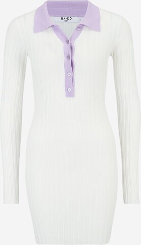 NA-KD Knitted dress in White: front