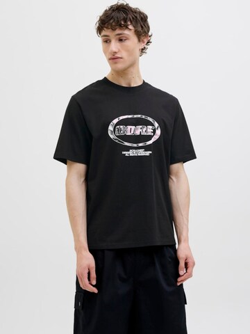 JACK & JONES Shirt 'JCOLIDO AOP FRONT PRINT TEE' in Black: front