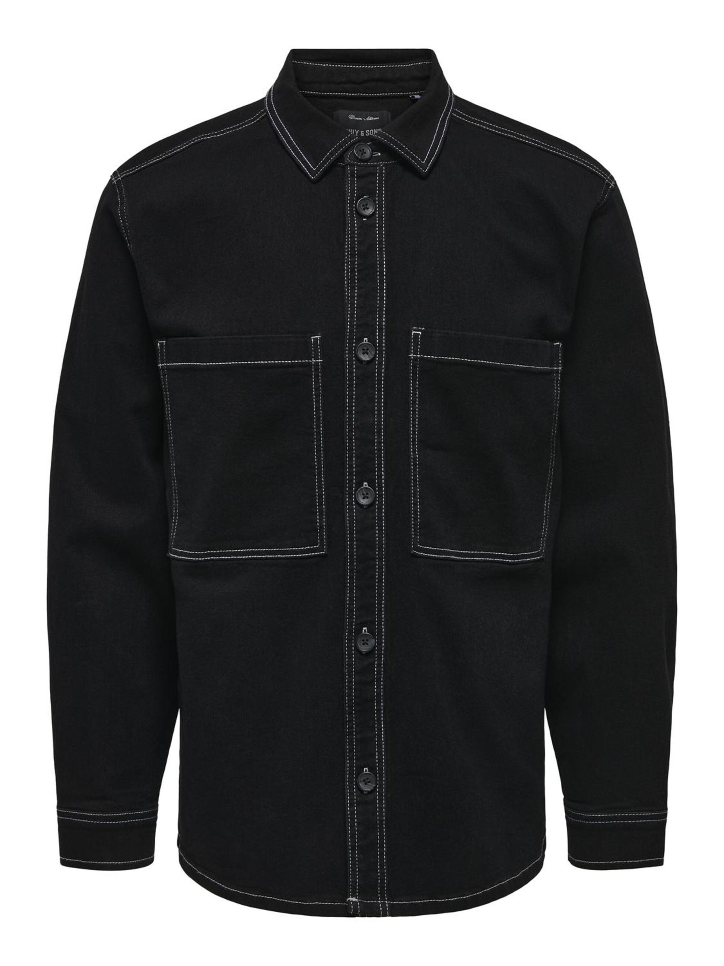 Only & Sons Regular fit Button Up Shirt 'DAGO' in Black: front