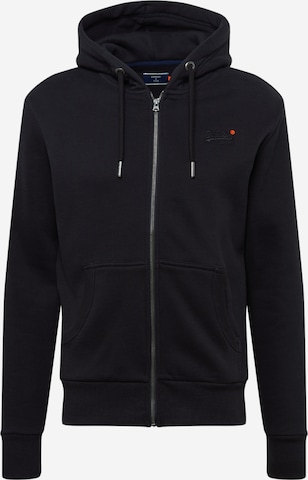 Superdry Zip-Up Hoodie in Black: front