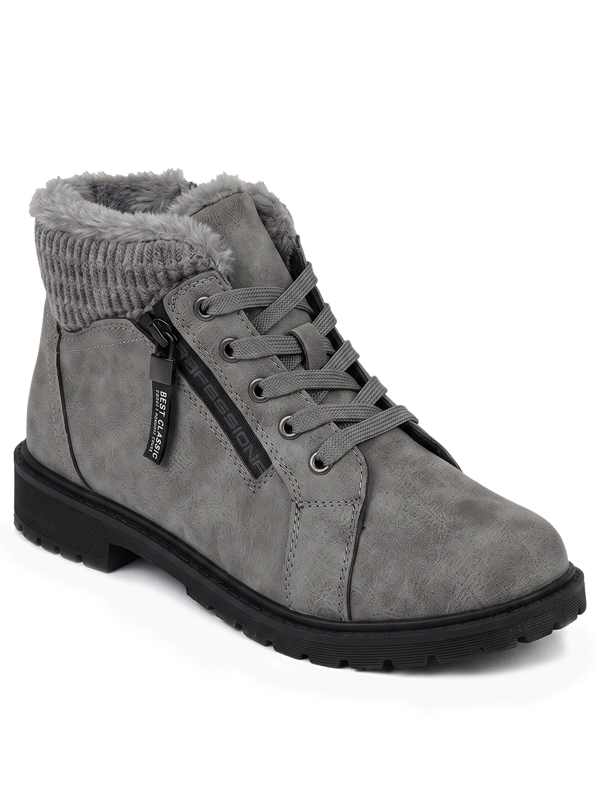 Lucky Z Ankle Boots 'Cozy Casual Boot'‌ in Grau: Vorderseite