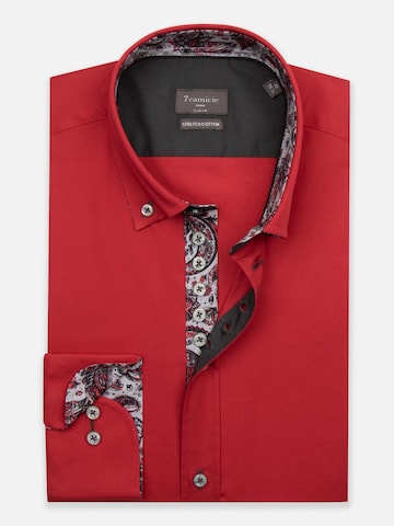 Slim fit Camicia business 'Donatello Poplin' di 7Camicie in rosso