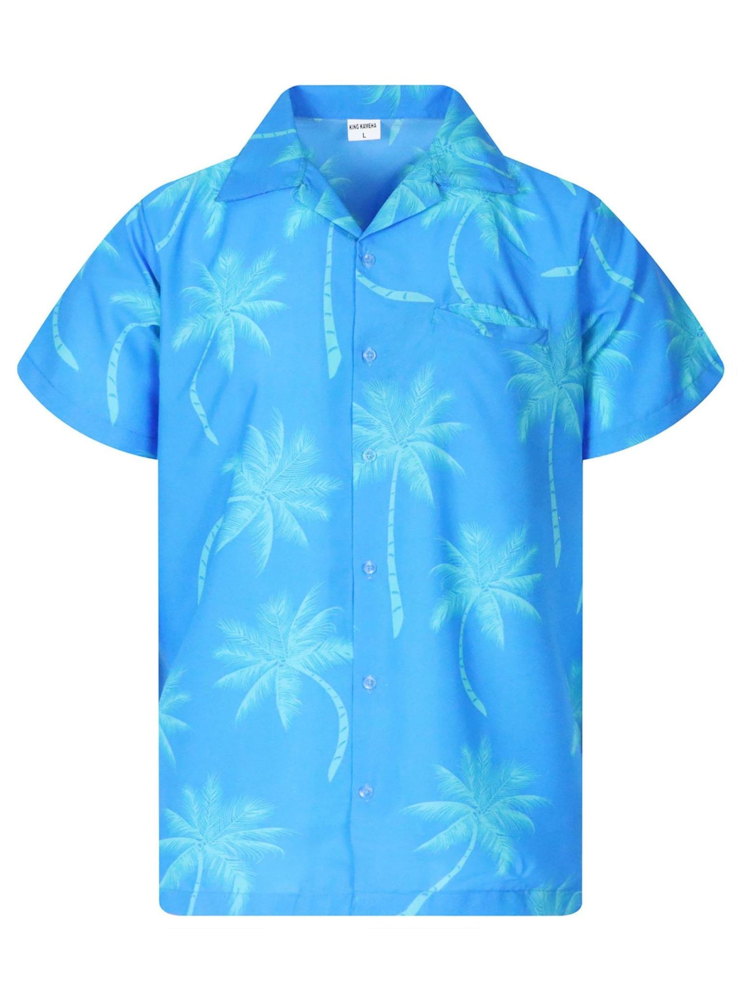 King Kameha Shirt 'Palmshadow' in Blauw: voorkant