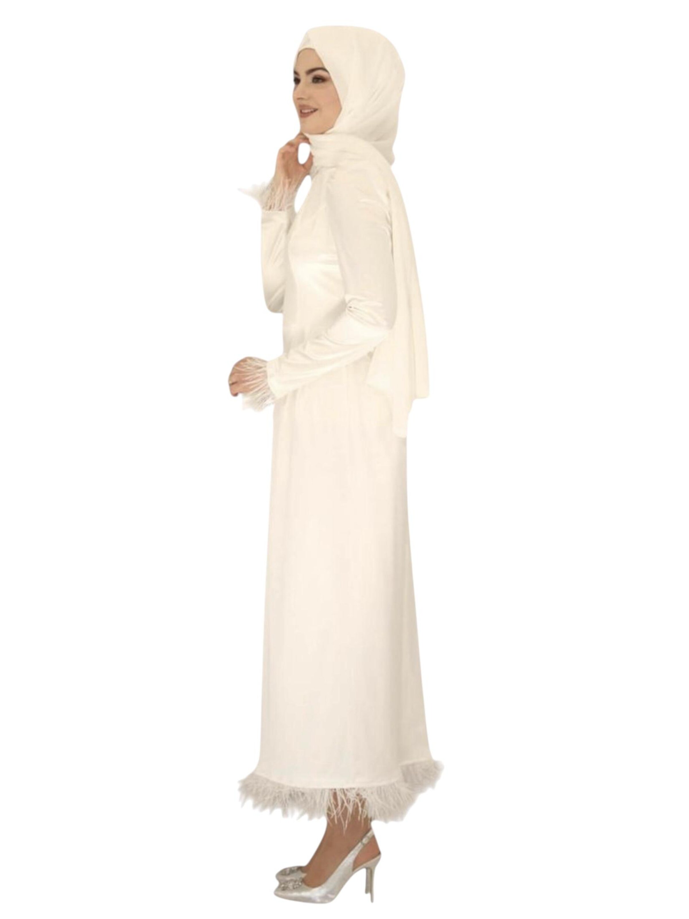 fashionshowcase Abendkleid 'Feather Grace'‌‌‌‌‌‌‌‌ in Weiß